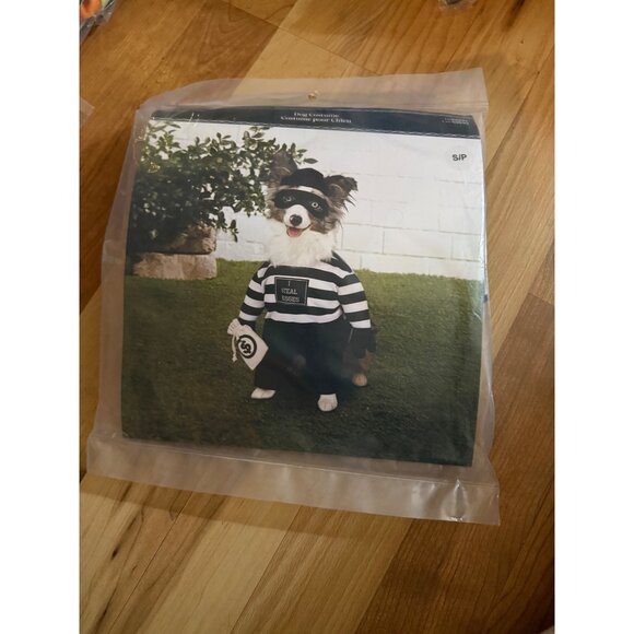 Pet Costume Dog Burglar Outfit "I Steal Kisses" Striped Shirt Mask & Bag S/P Sma - Picture 2 of 4